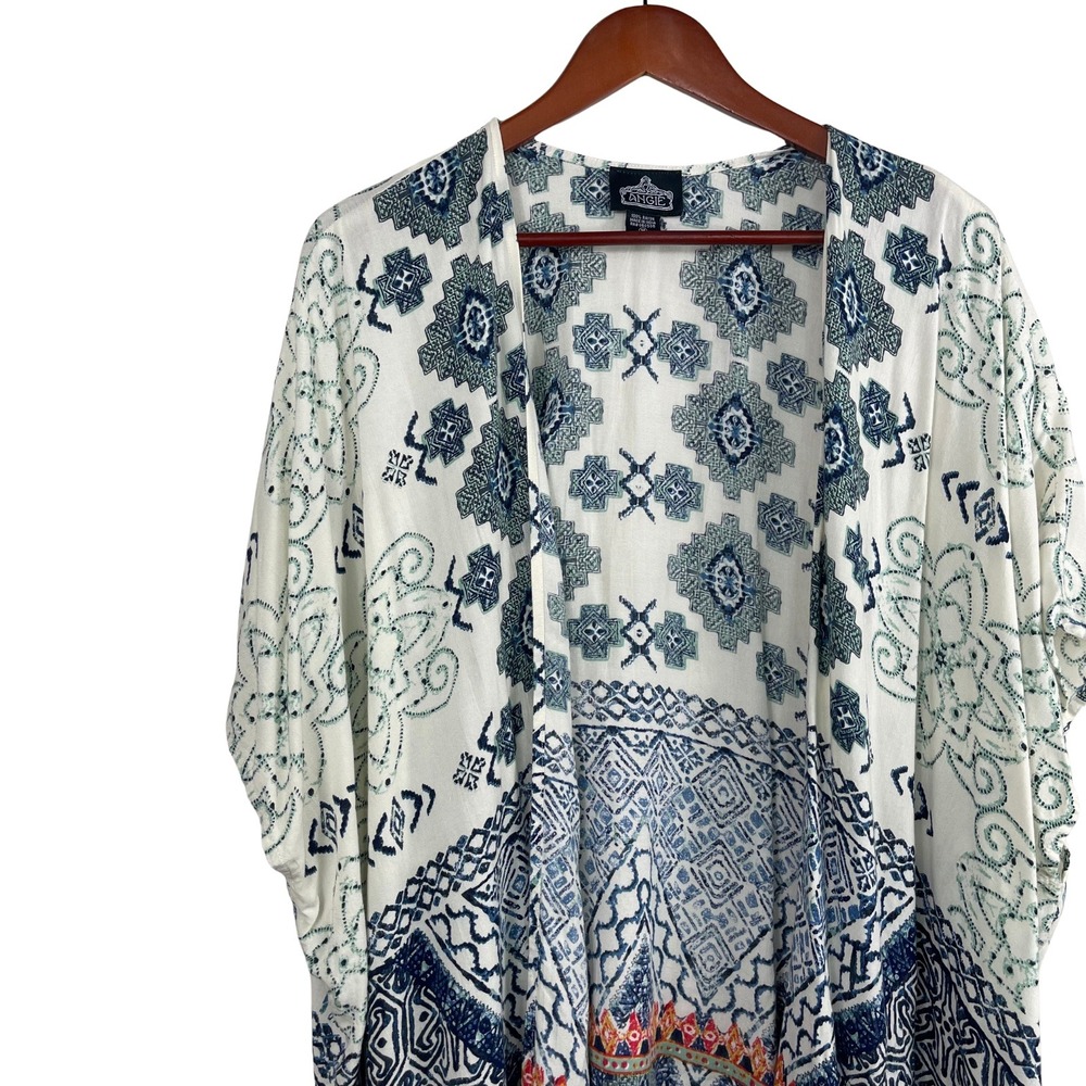 Boho Festival Geometric Print Kimono Cardigan Lightweight Women Medium - Picture 2 of 10